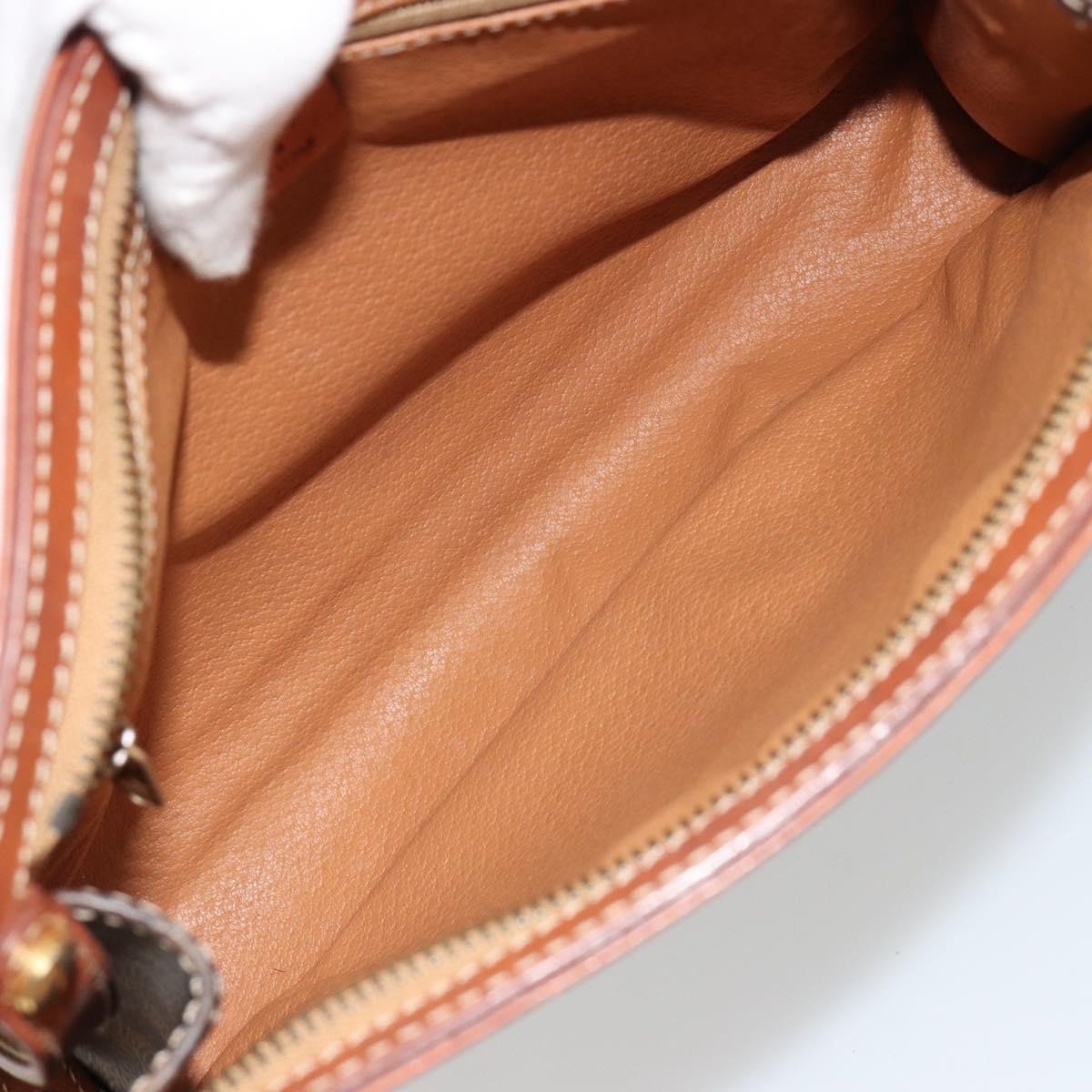 Celine Celine Logo Triomphe Pouch Canvas and leather Bruin