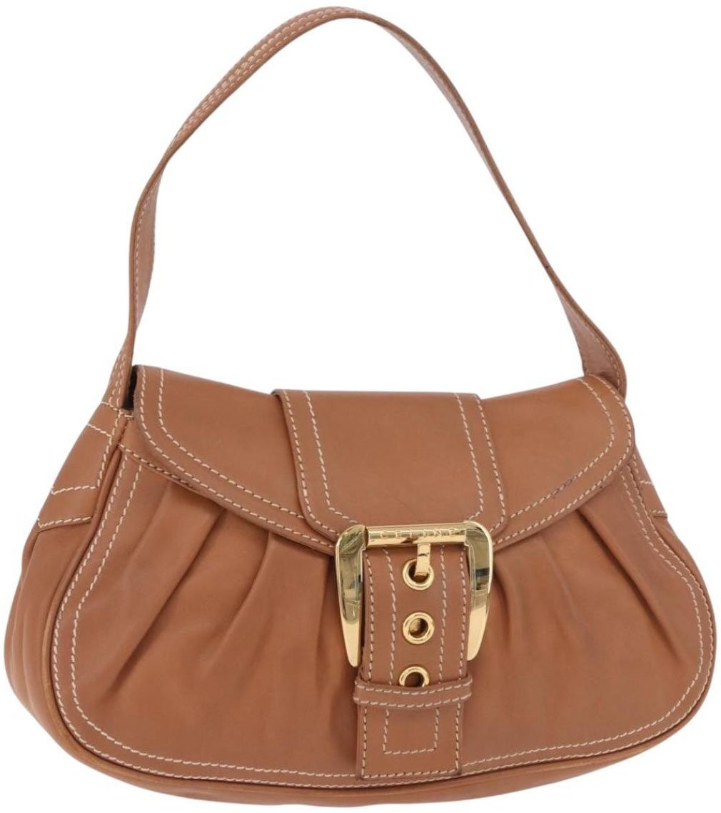 Celine Biker Boogie Satchel Leather Bruin