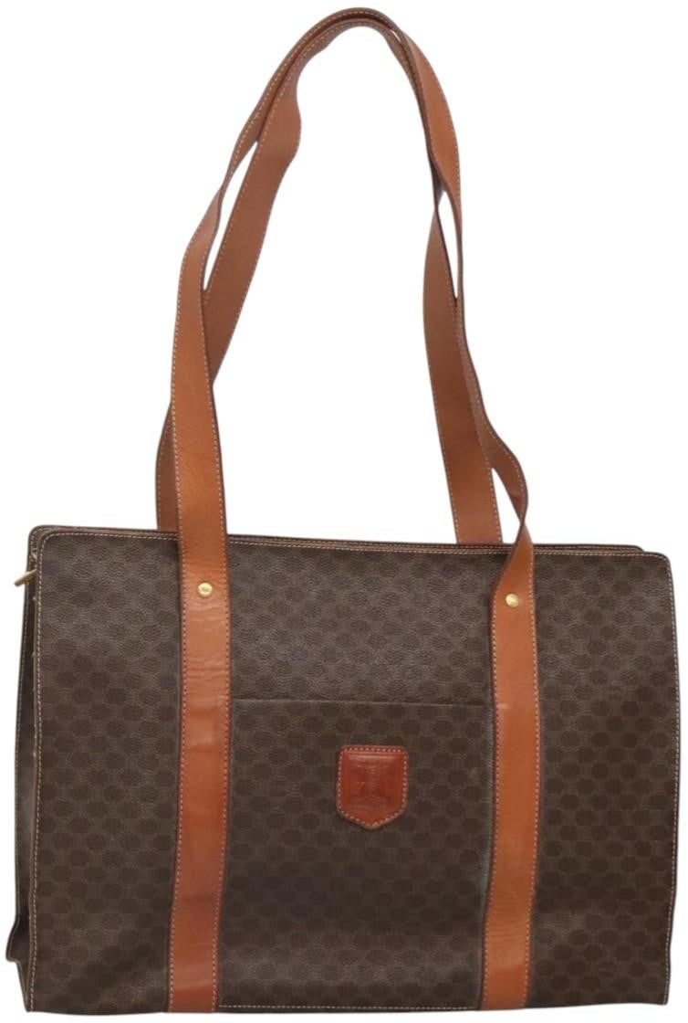 Celine Celine Vintage Macadam Shopper Tote Coated Canvas Large Bruin