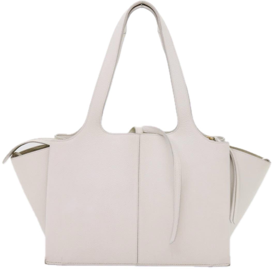 Celine Celine Tri-Fold Shoulder Bag Grained Calfskin Medium Wit