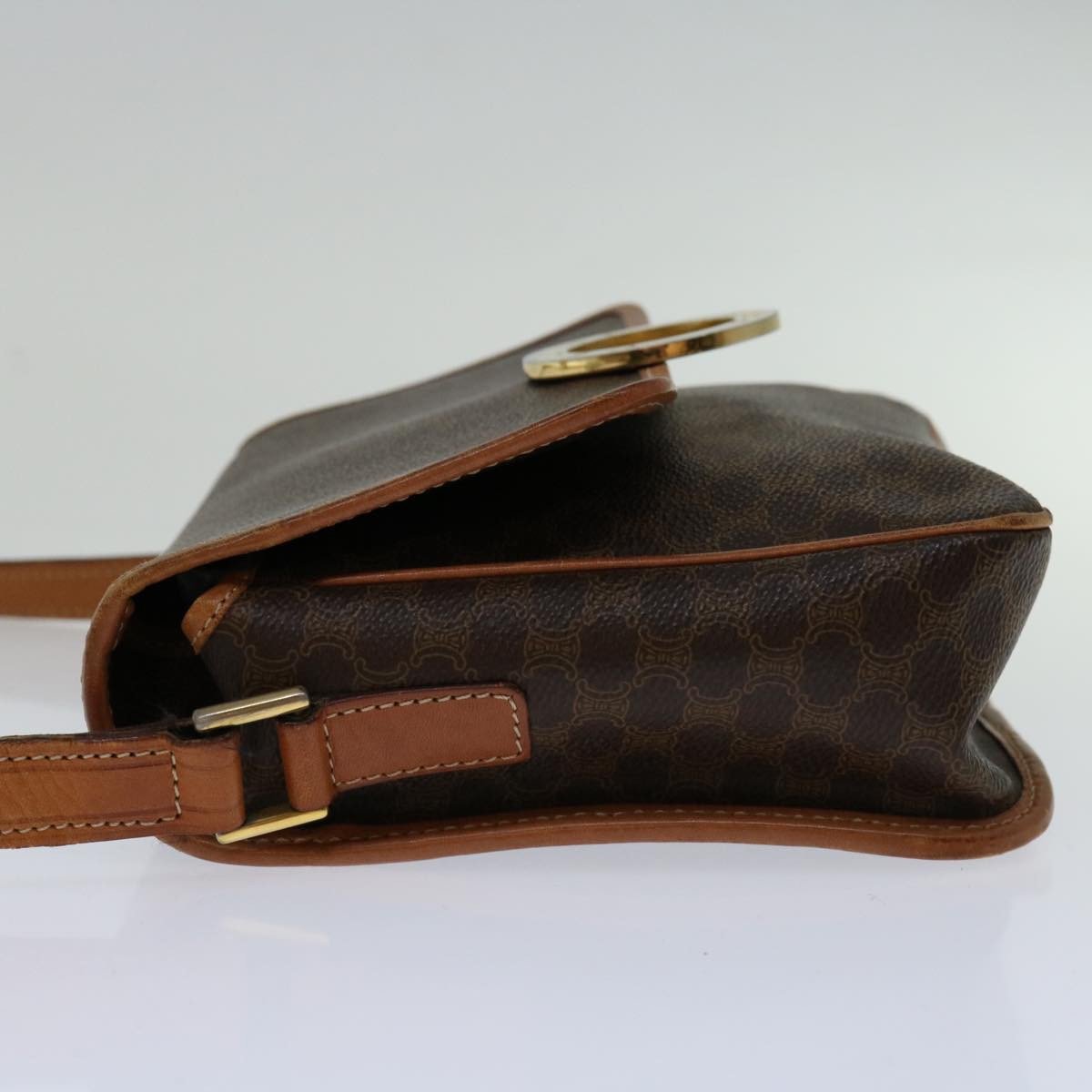 Celine Circle Logo Shoulder Bag Canvas Bruin