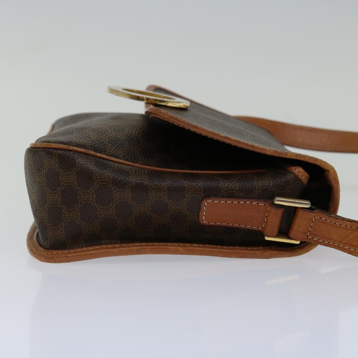 Celine Circle Logo Shoulder Bag Canvas Bruin