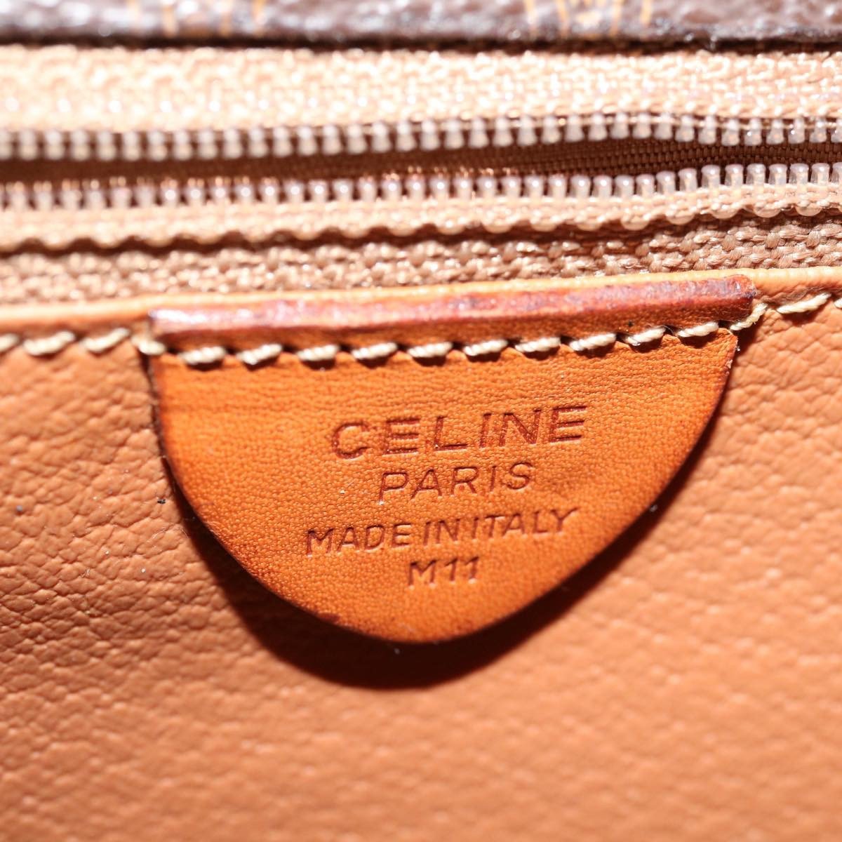 Celine Circle Logo Shoulder Bag Canvas Bruin