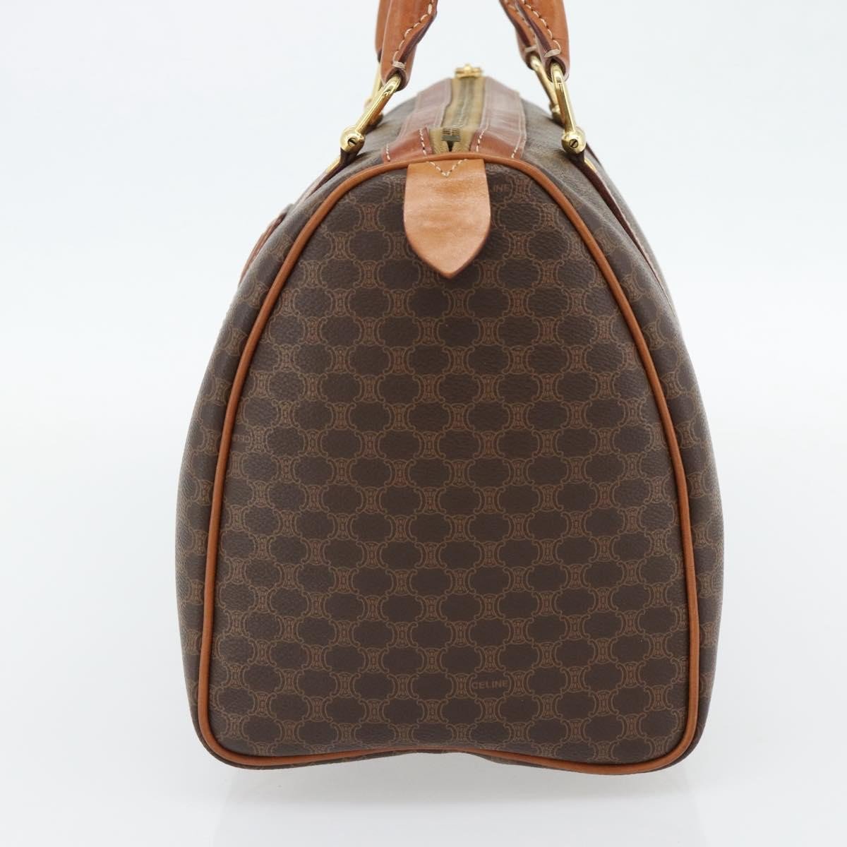 Celine Vintage Macadam Boston bag Canvas and Leather Bruin