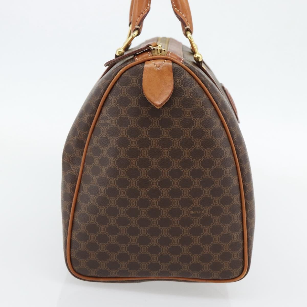 Celine Vintage Macadam Boston bag Canvas and Leather Bruin