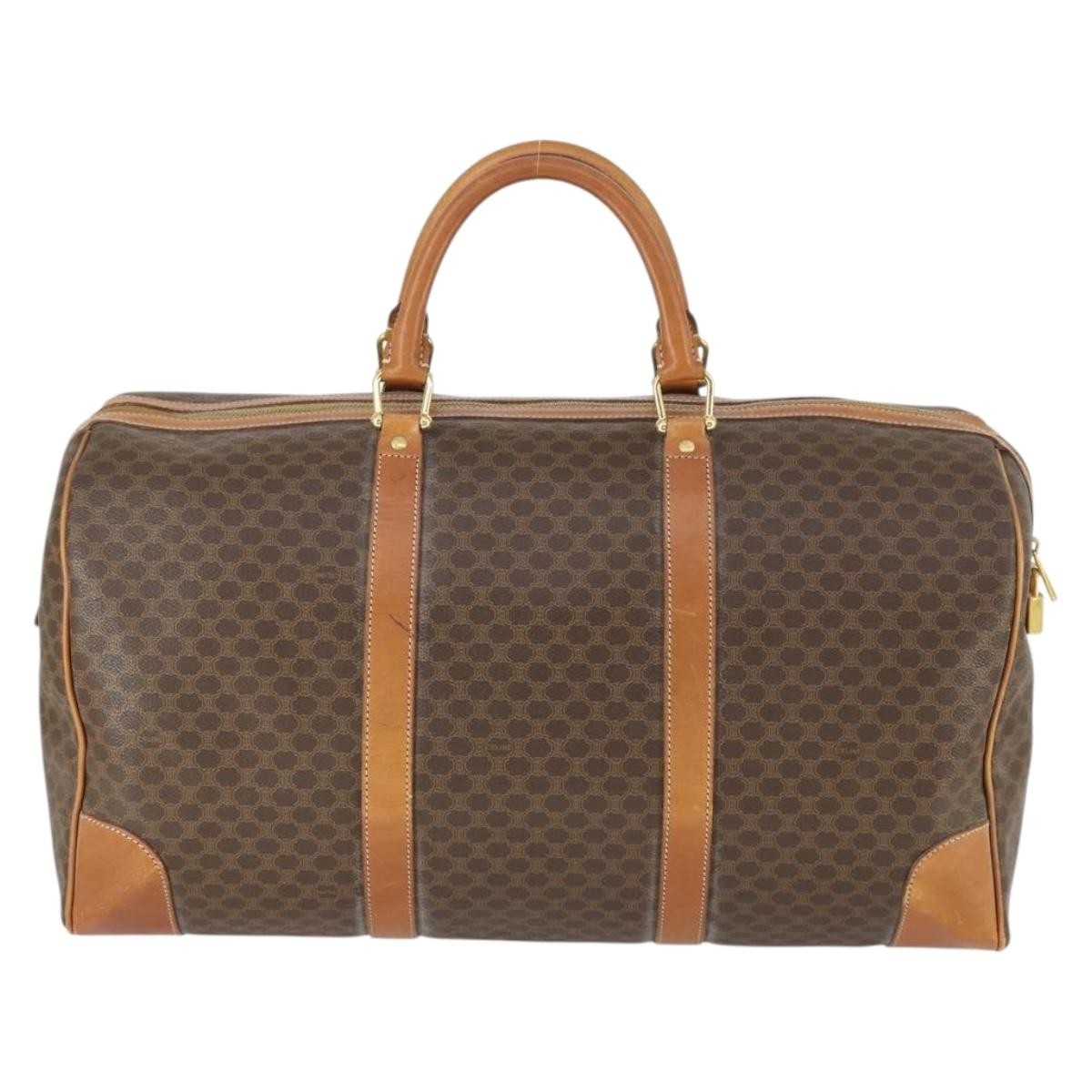 Celine Celine Vintage Macadam Boston bag Canvas and Leather Bruin