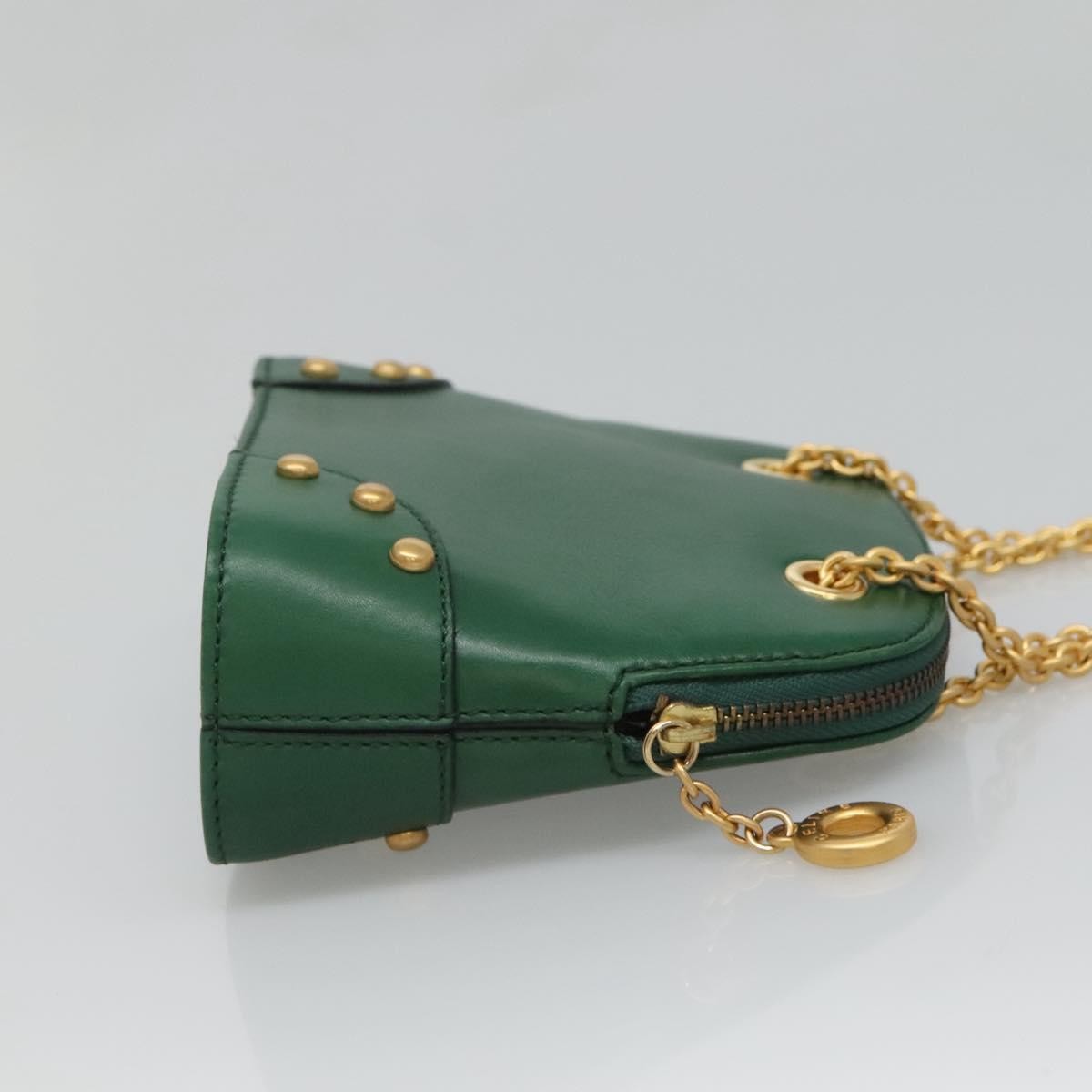 Celine Celine Chain Shoulder Bag Leather Groen