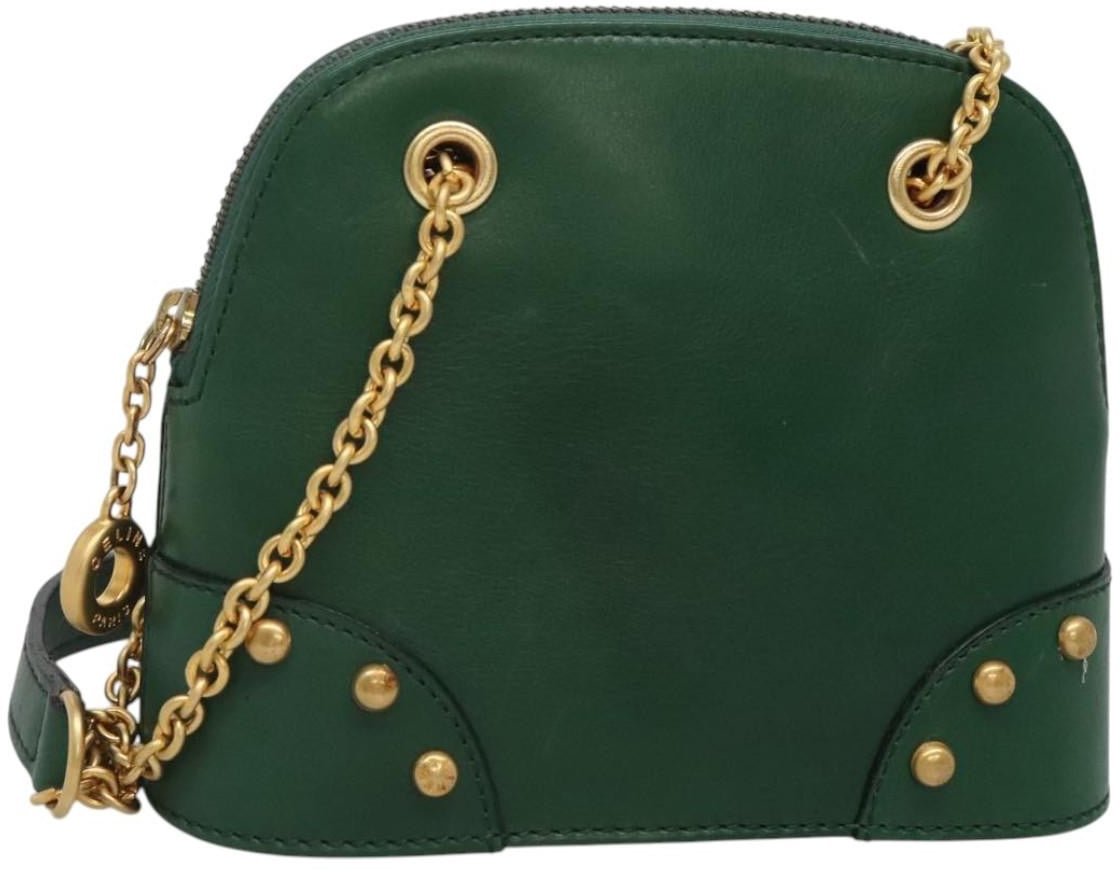 Celine Celine Chain Shoulder Bag Leather Groen