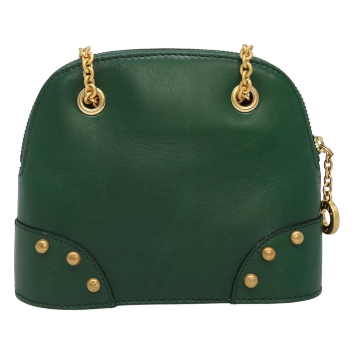 Celine Celine Chain Shoulder Bag Leather Groen