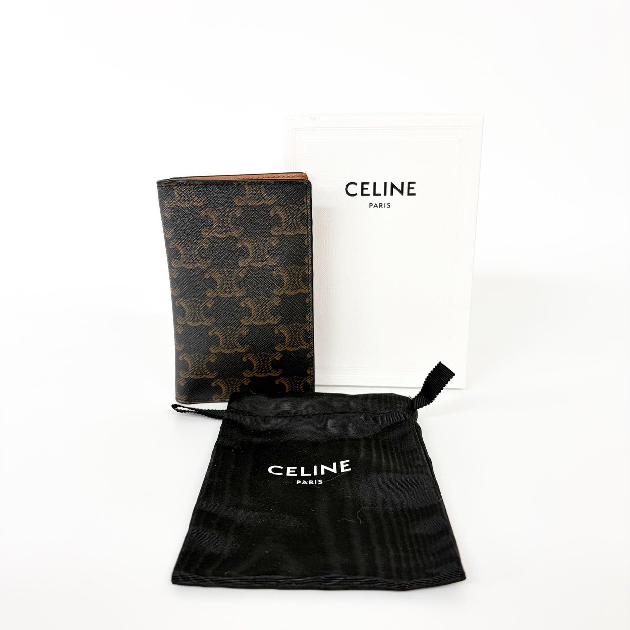 Celine Triomphe Card Case Triomphe Coated Canvas Zwart
