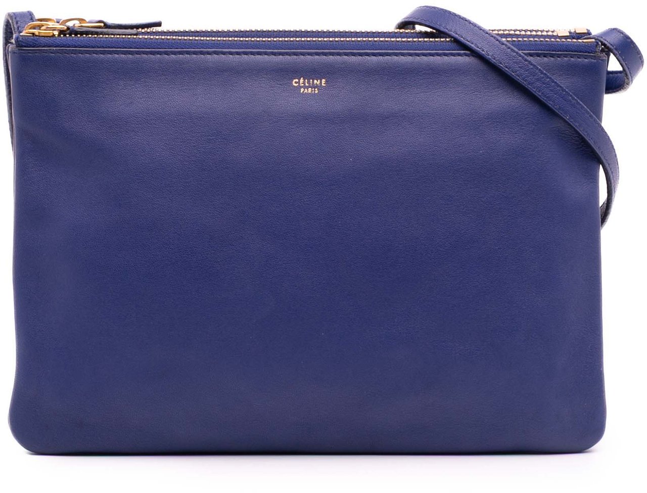 Celine Large Lambskin Trio Crossbody Blauw