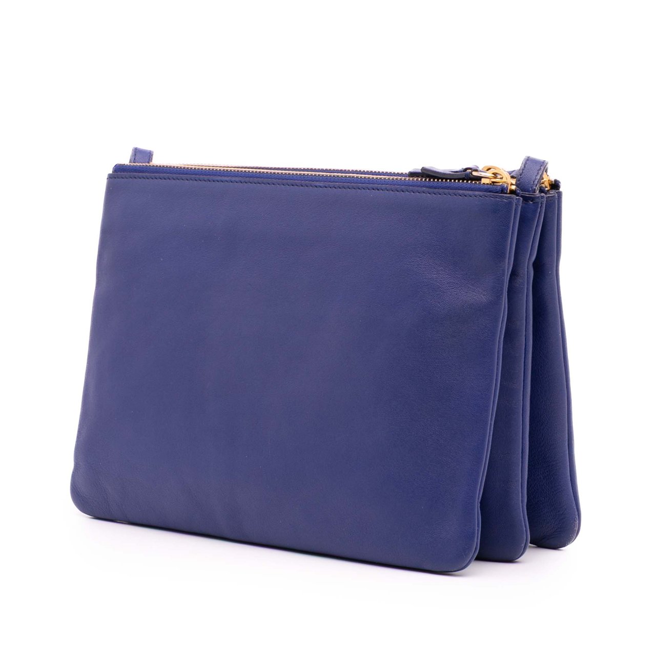 Celine Large Lambskin Trio Crossbody Blauw