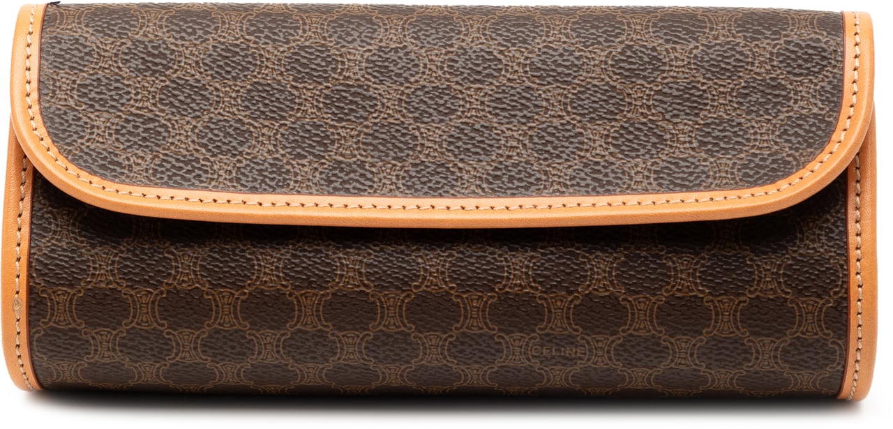 Celine Macadam Coated Canvas Clutch Bruin