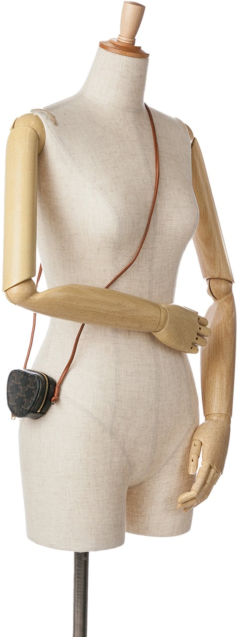 Celine Micro Triomphe Coated Canvas Heart Crossbody Bruin
