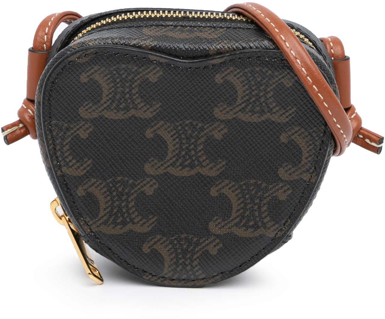 Celine Micro Triomphe Coated Canvas Heart Crossbody Bruin