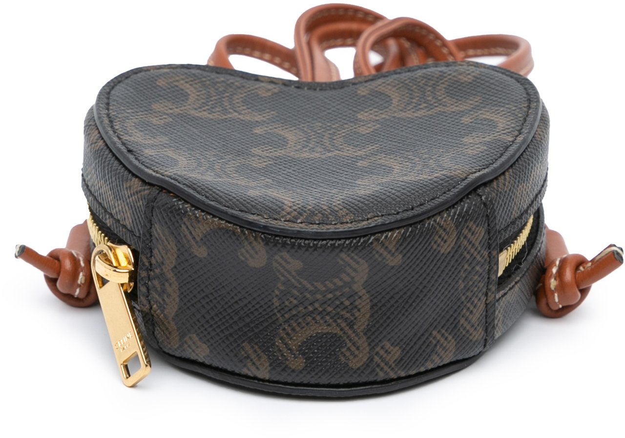 Celine Micro Triomphe Coated Canvas Heart Crossbody Bruin