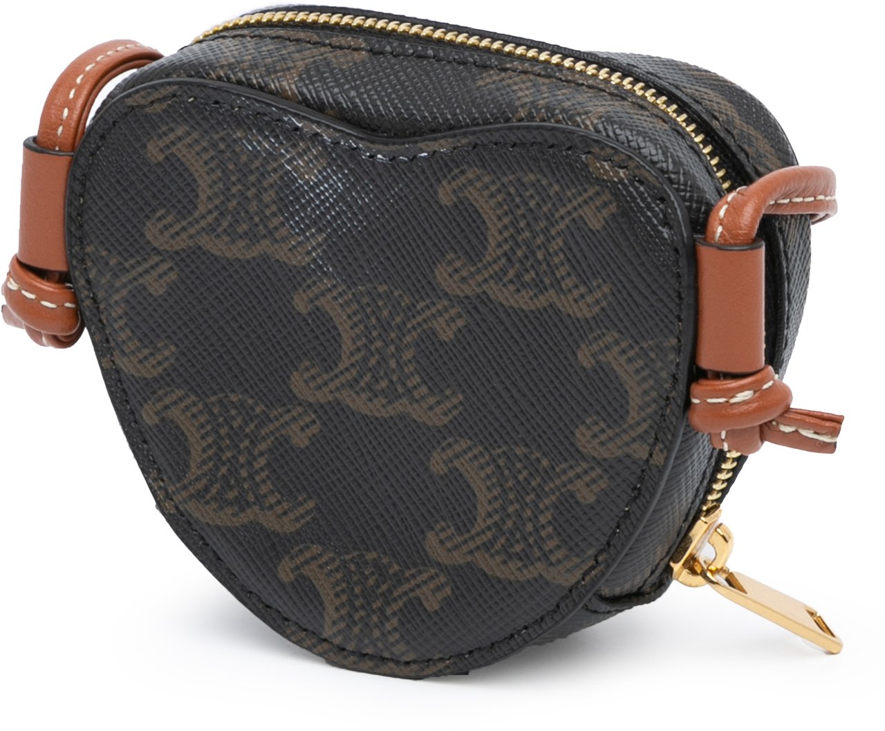 Celine Micro Triomphe Coated Canvas Heart Crossbody Bruin