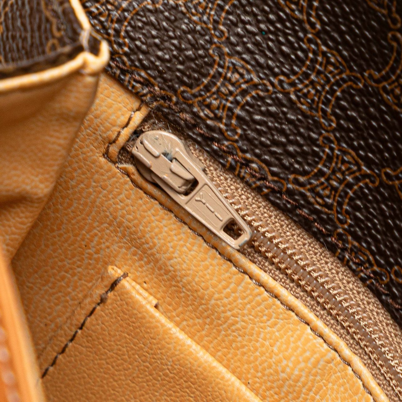 Celine Macadam Coated Canvas Clutch Bruin