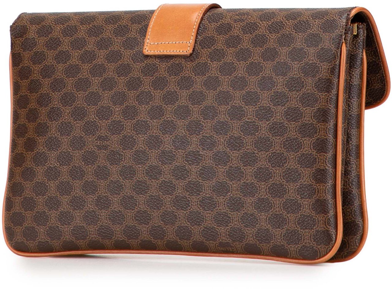 Celine Macadam Coated Canvas Clutch Bruin