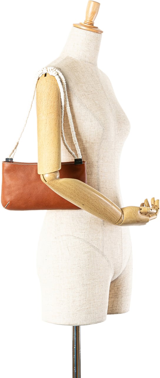 Celine Calfskin Shell Strap Shoulder Bag Bruin