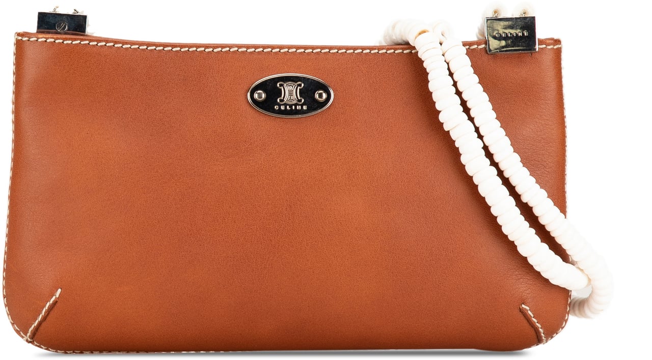 Celine Calfskin Shell Strap Shoulder Bag Bruin