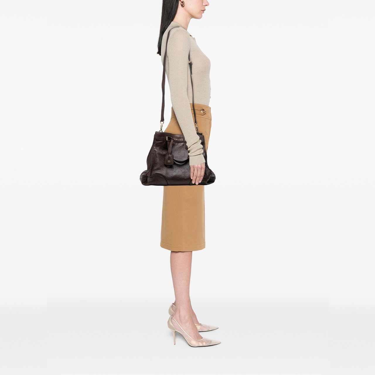 Celine Leather Orlov Satchel Bruin