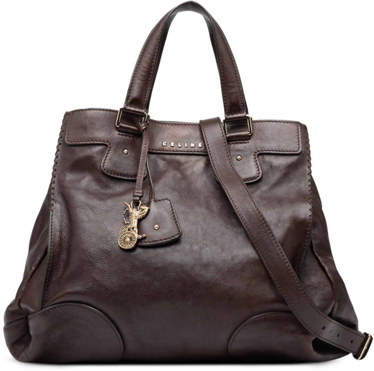 Celine Leather Orlov Satchel Bruin