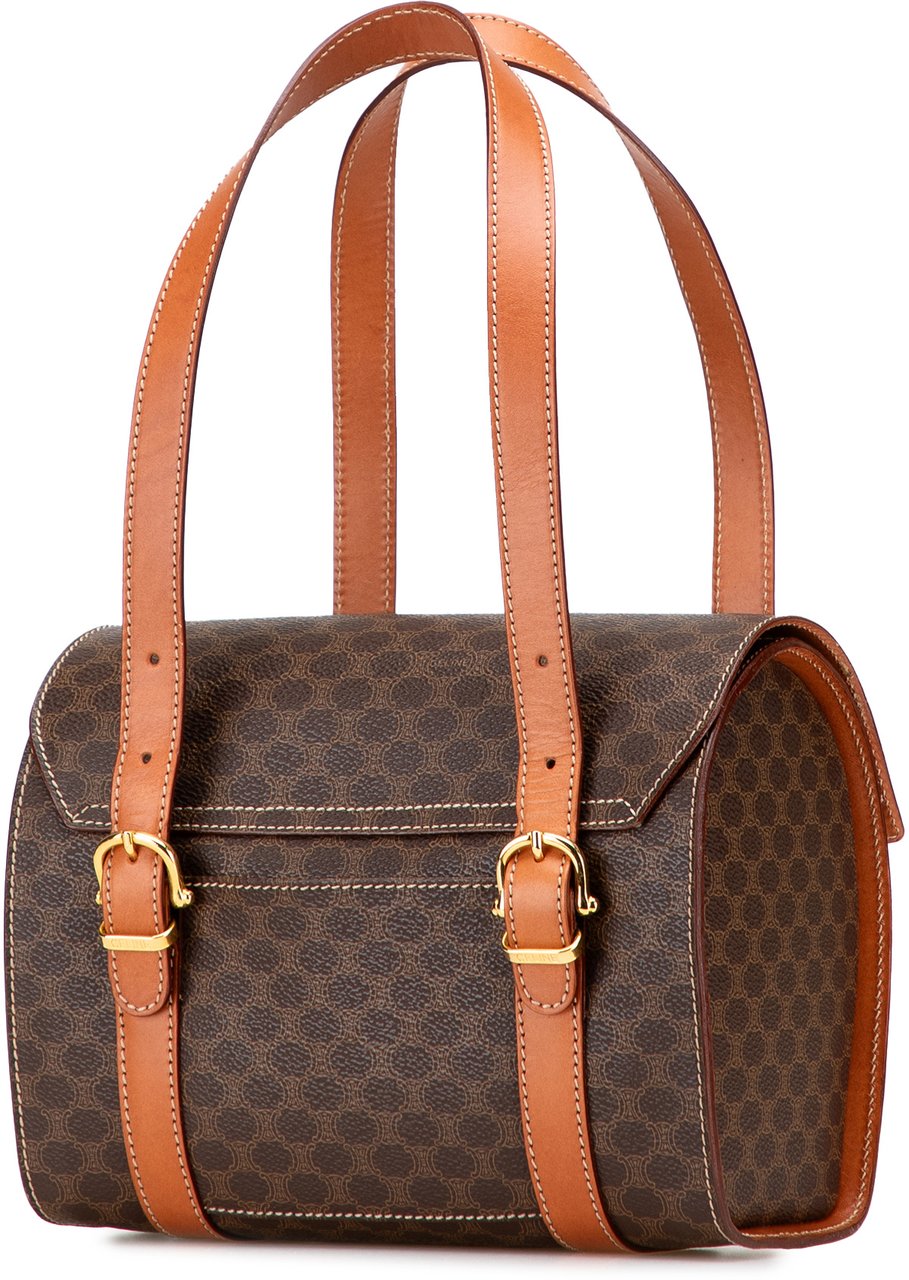 Celine Macadam Coated Canvas Triomphe Blason Handbag Bruin