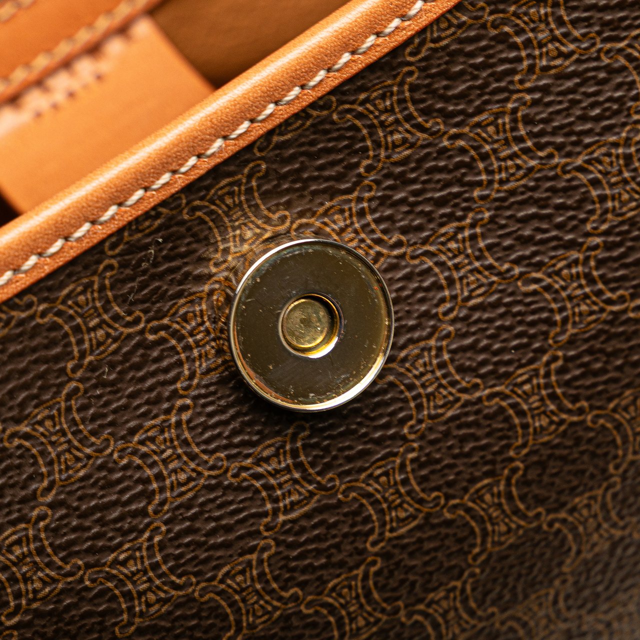 Celine Macadam Coated Canvas Triomphe Blason Handbag Bruin