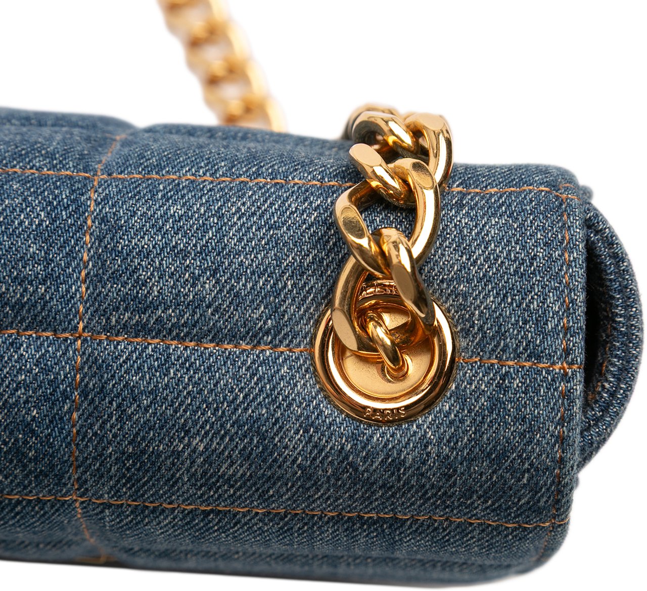 Celine Matelasse Denim Monochrome Chain Shoulder Bag Blauw