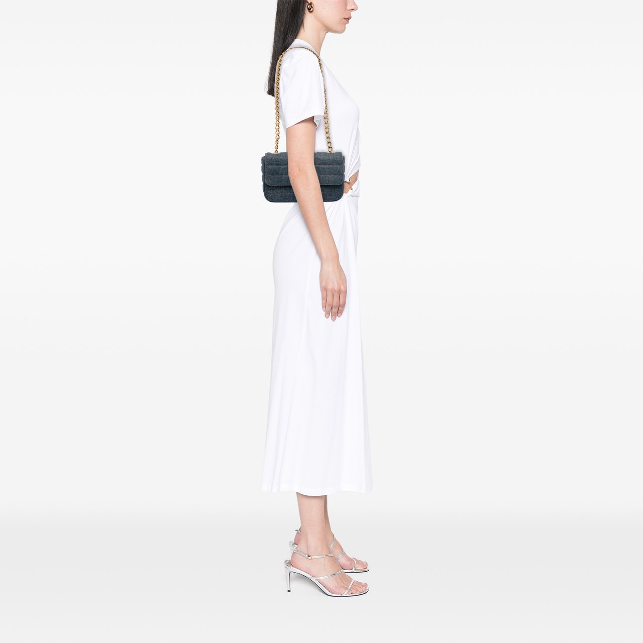 Celine Matelasse Denim Monochrome Chain Shoulder Bag Blauw