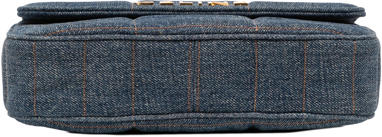 Celine Matelasse Denim Monochrome Chain Shoulder Bag Blauw