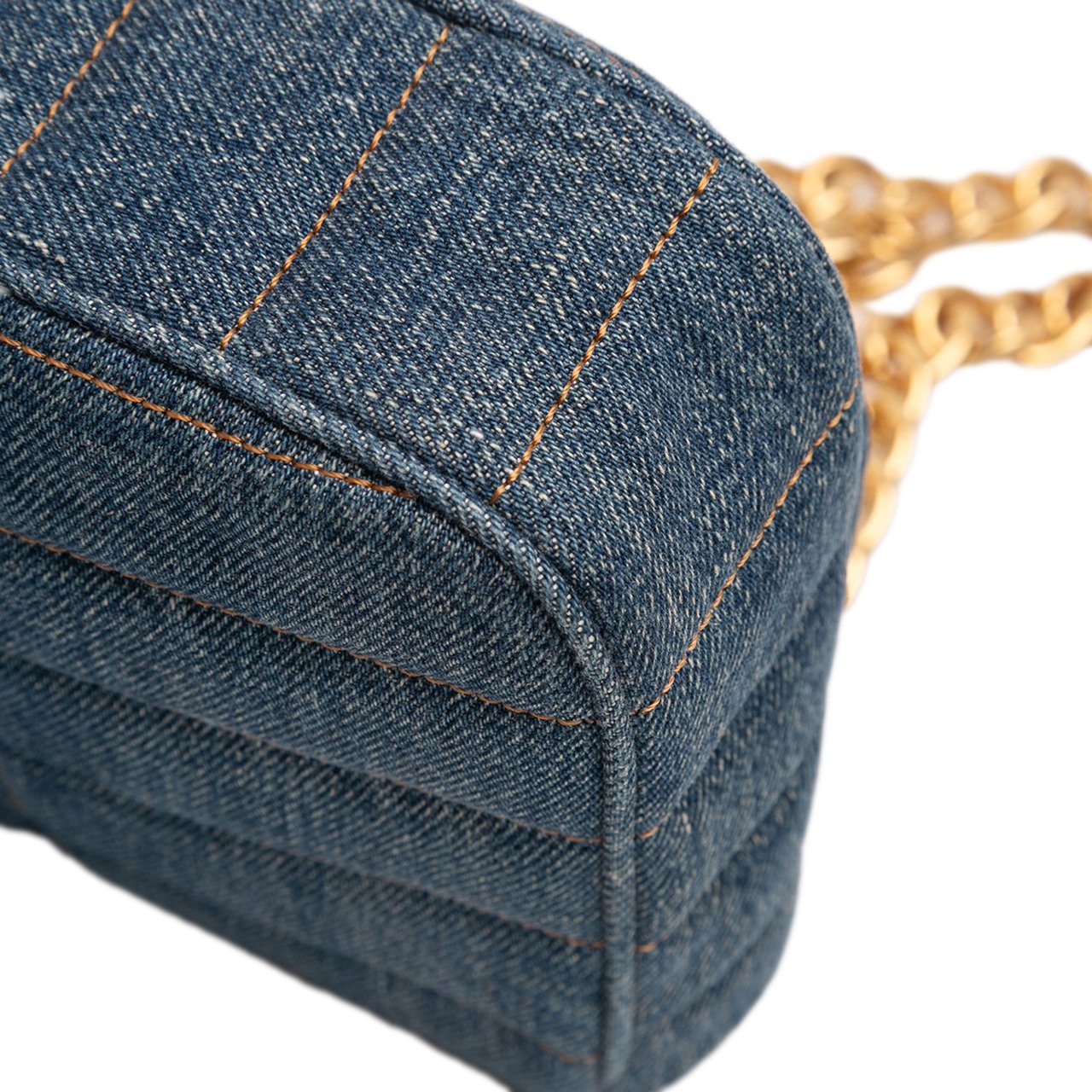 Celine Matelasse Denim Monochrome Chain Shoulder Bag Blauw