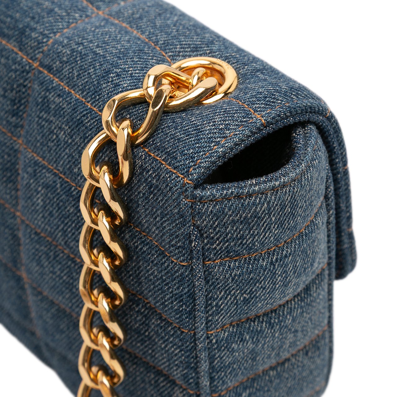 Celine Matelasse Denim Monochrome Chain Shoulder Bag Blauw