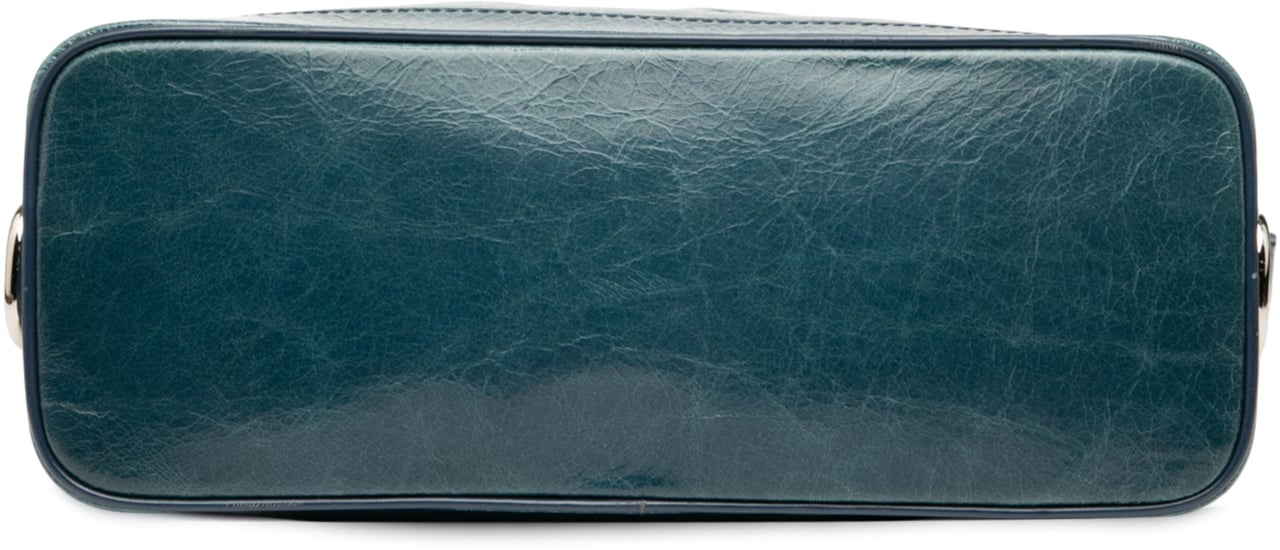 Celine Crinkled Patent Macadam Shoulder Bag Blauw