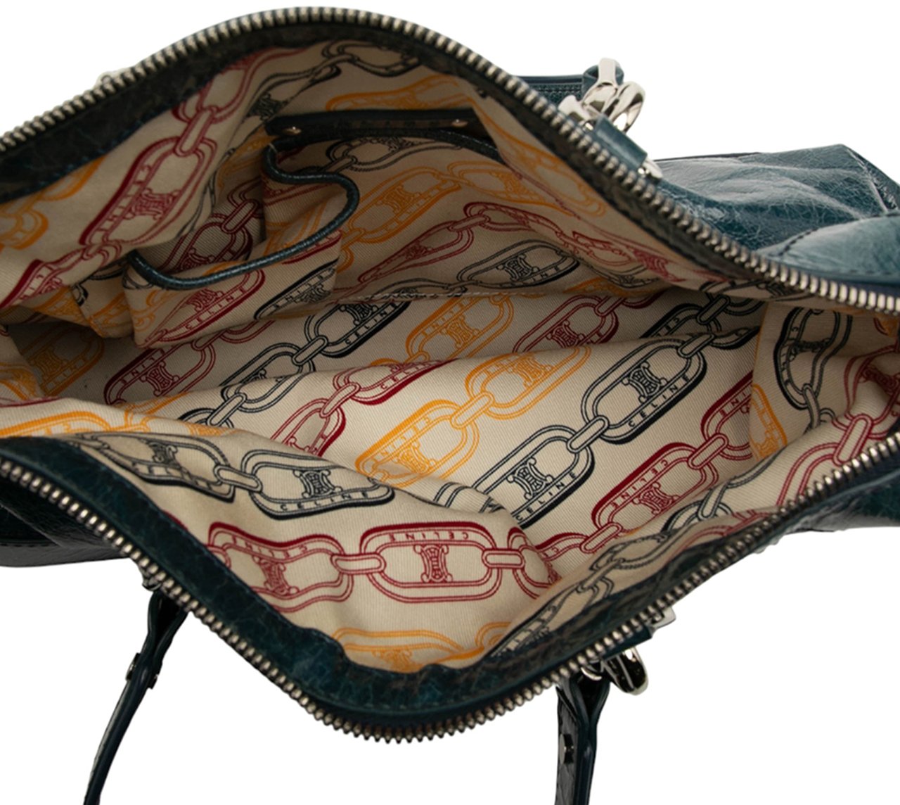 Celine Crinkled Patent Macadam Shoulder Bag Blauw