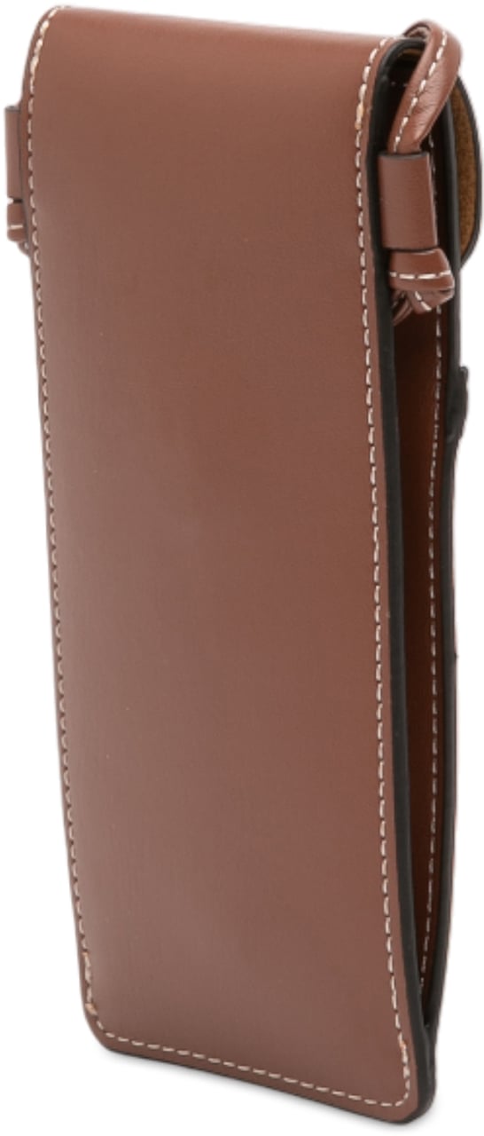 Celine Leather Phone Pouch Flap Crossbody Bruin