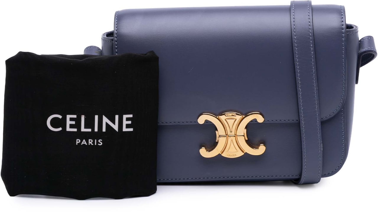 Celine Teen Shiny Calfskin Triomphe Crossbody Paars