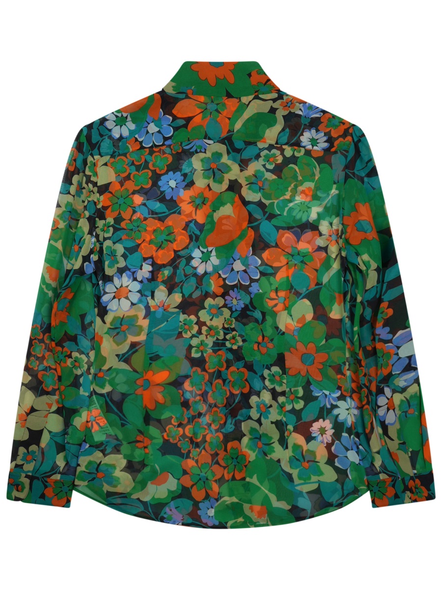 Celine Floral Pattern Silk Shirt Groen