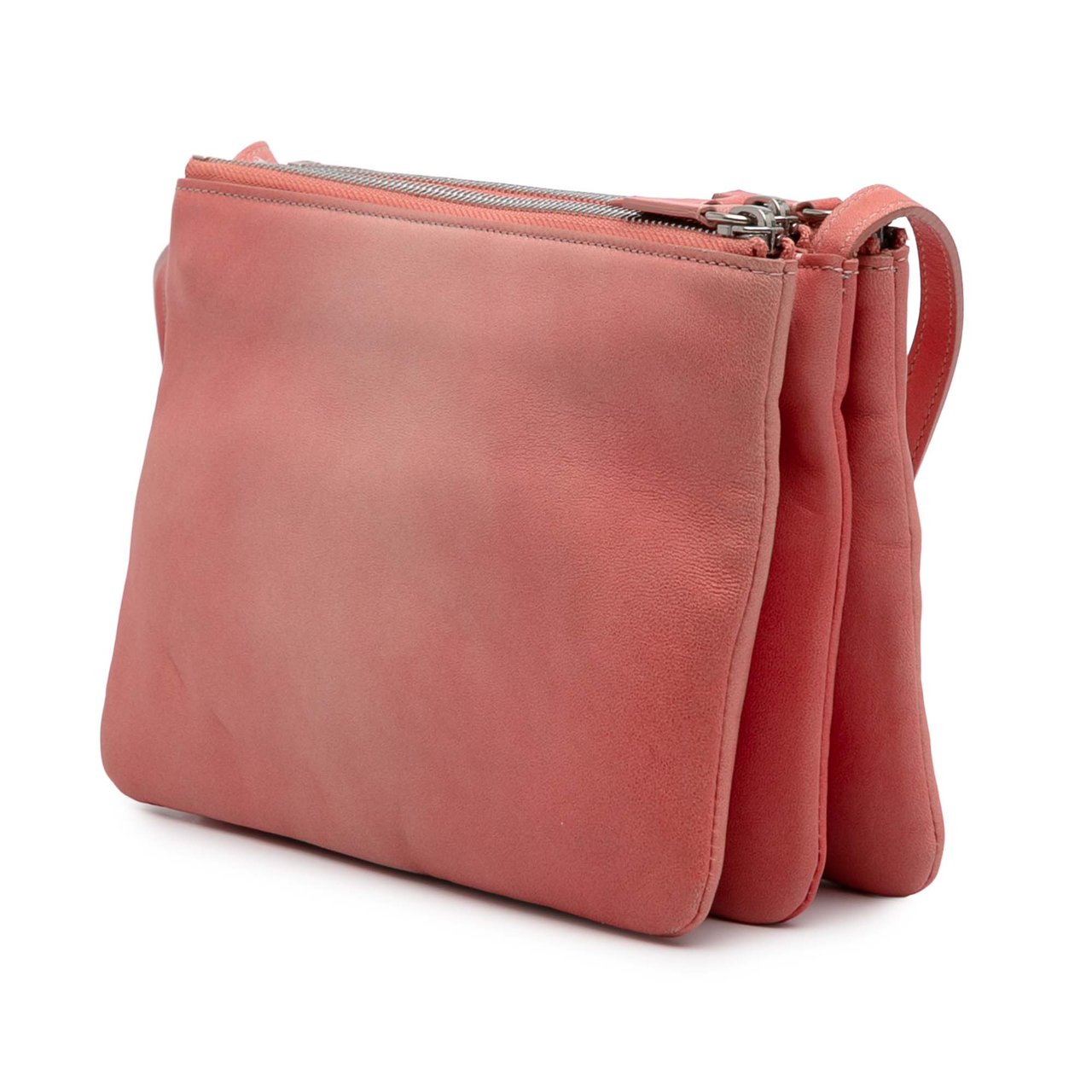 Celine Small Lambskin Trio Crossbody Roze
