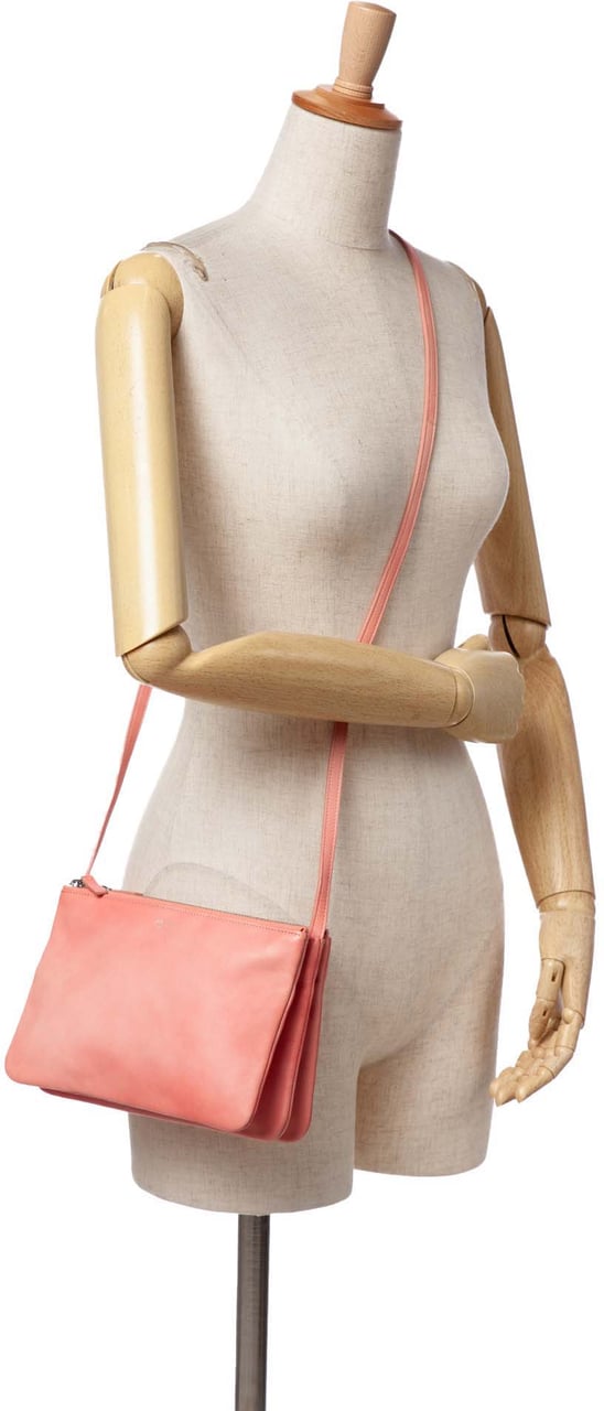 Celine Small Lambskin Trio Crossbody Roze