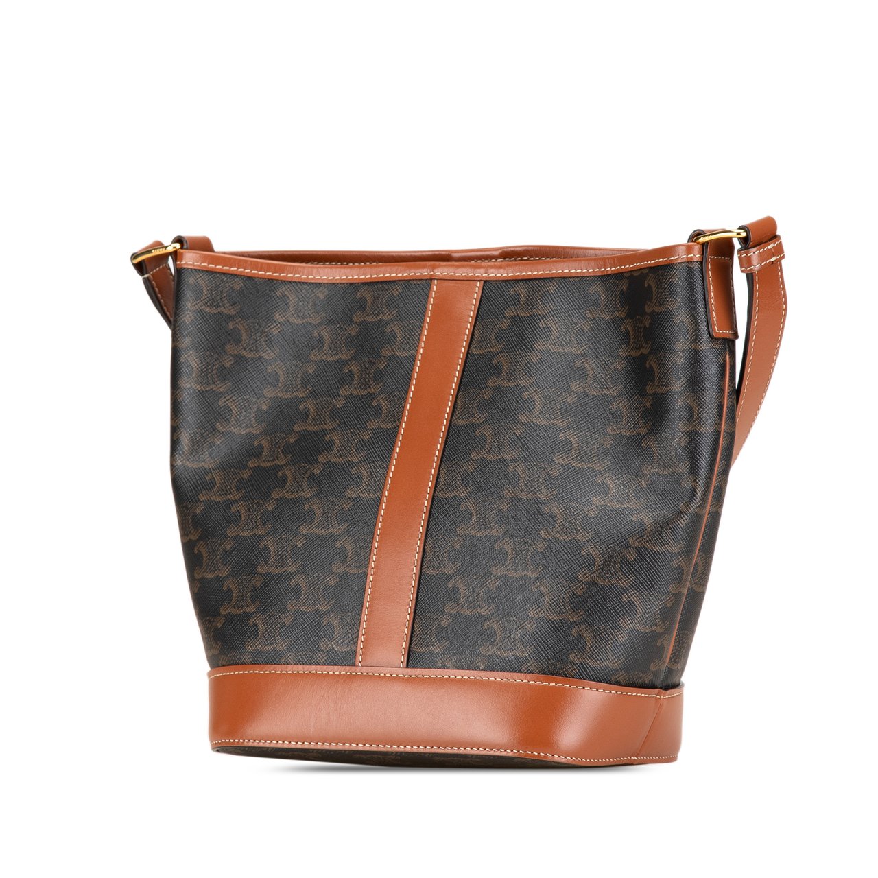 Celine Small Triomphe Coated Canvas Bucket Bag Bruin