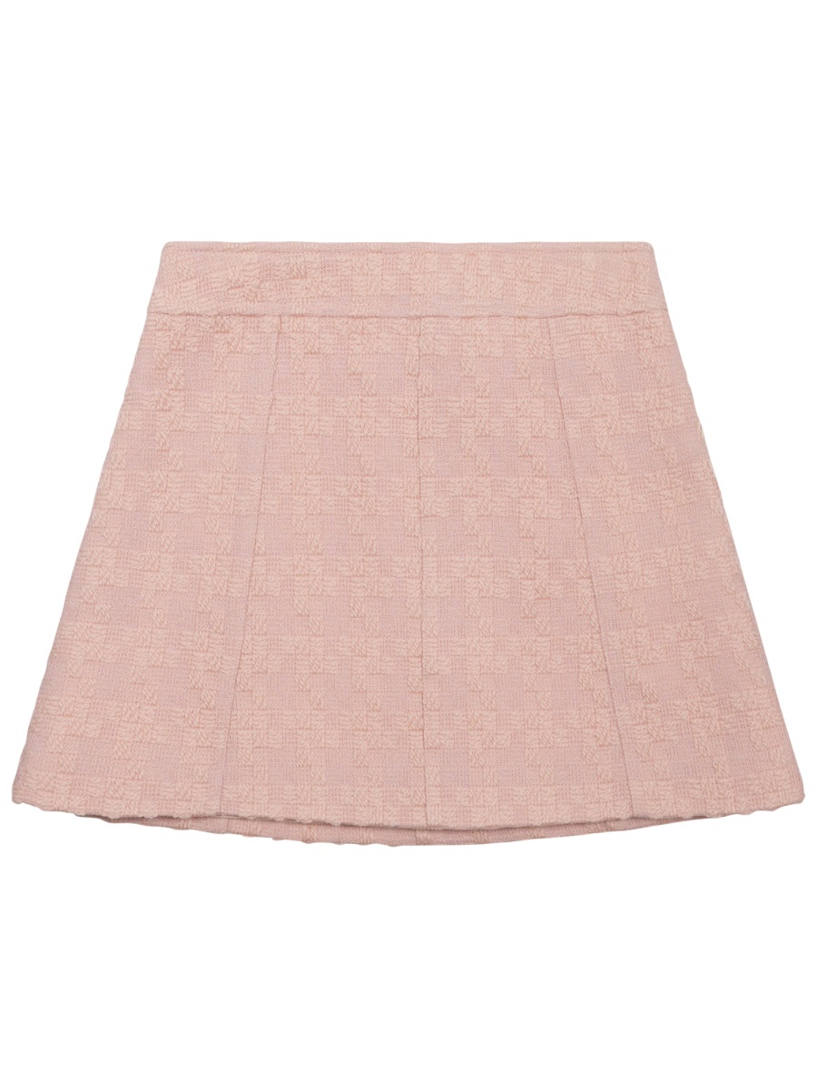 Celine Textured Checkered Wool-Blend Mini Skirt Neutraal