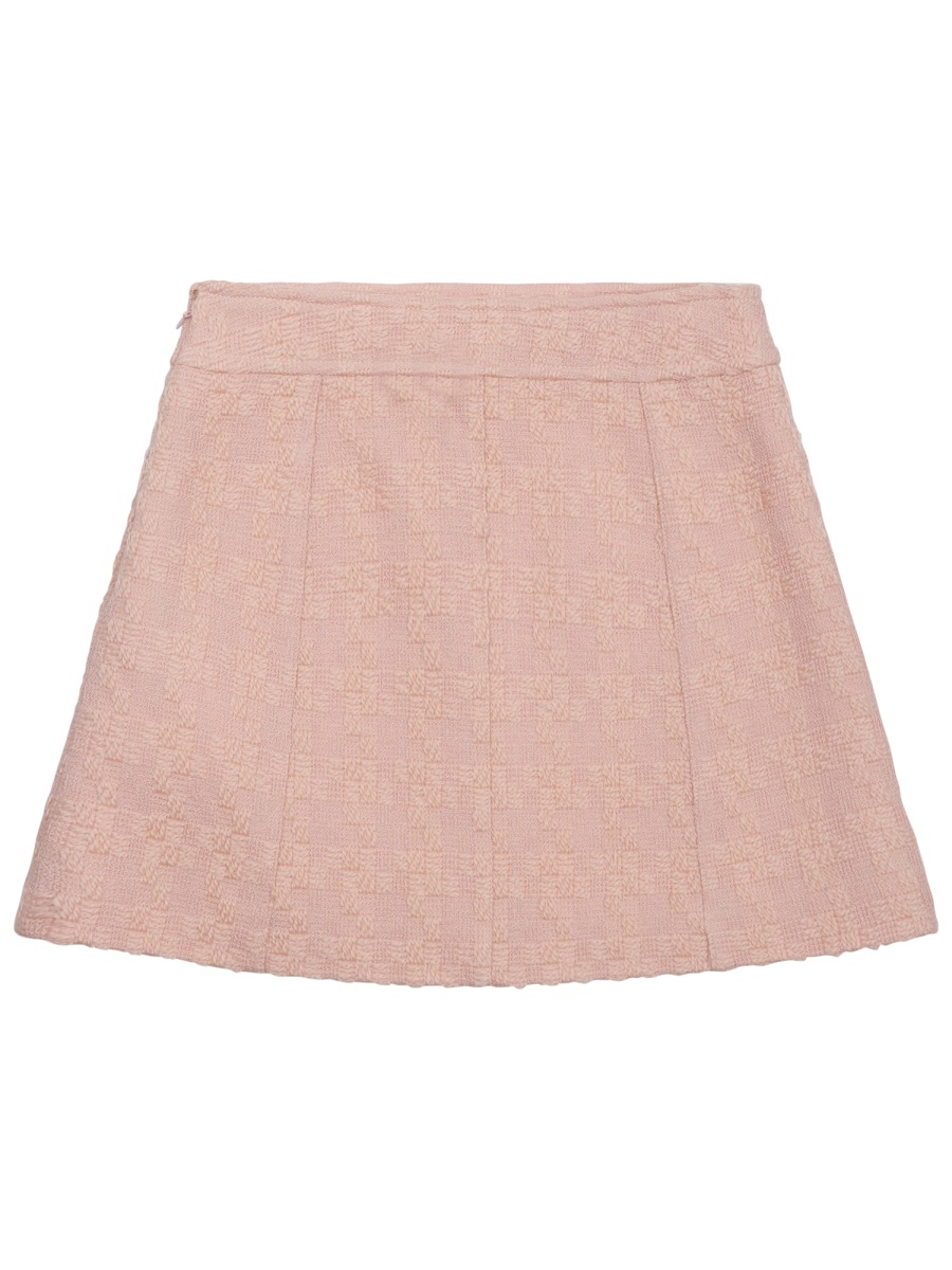 Celine Textured Checkered Wool-Blend Mini Skirt Neutraal