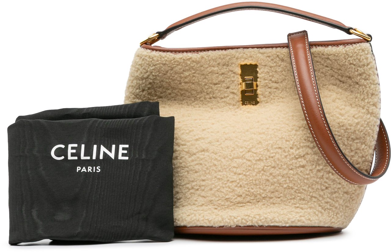 Celine Shearling Bucket 16 Bruin