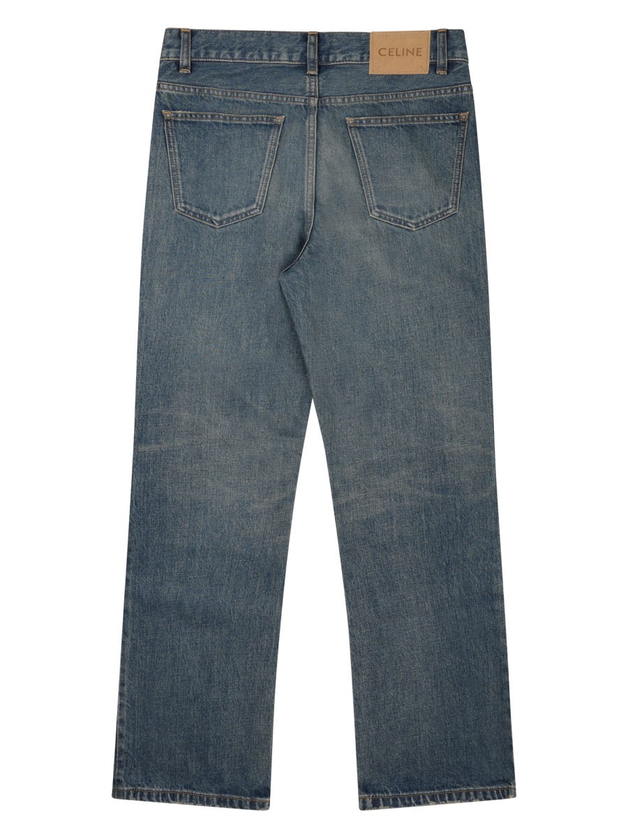 Celine Blue Stone-Washed Cotton Jeans Grijs