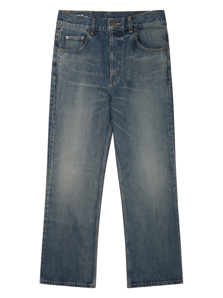 Celine Blue Stone-Washed Cotton Jeans Grijs