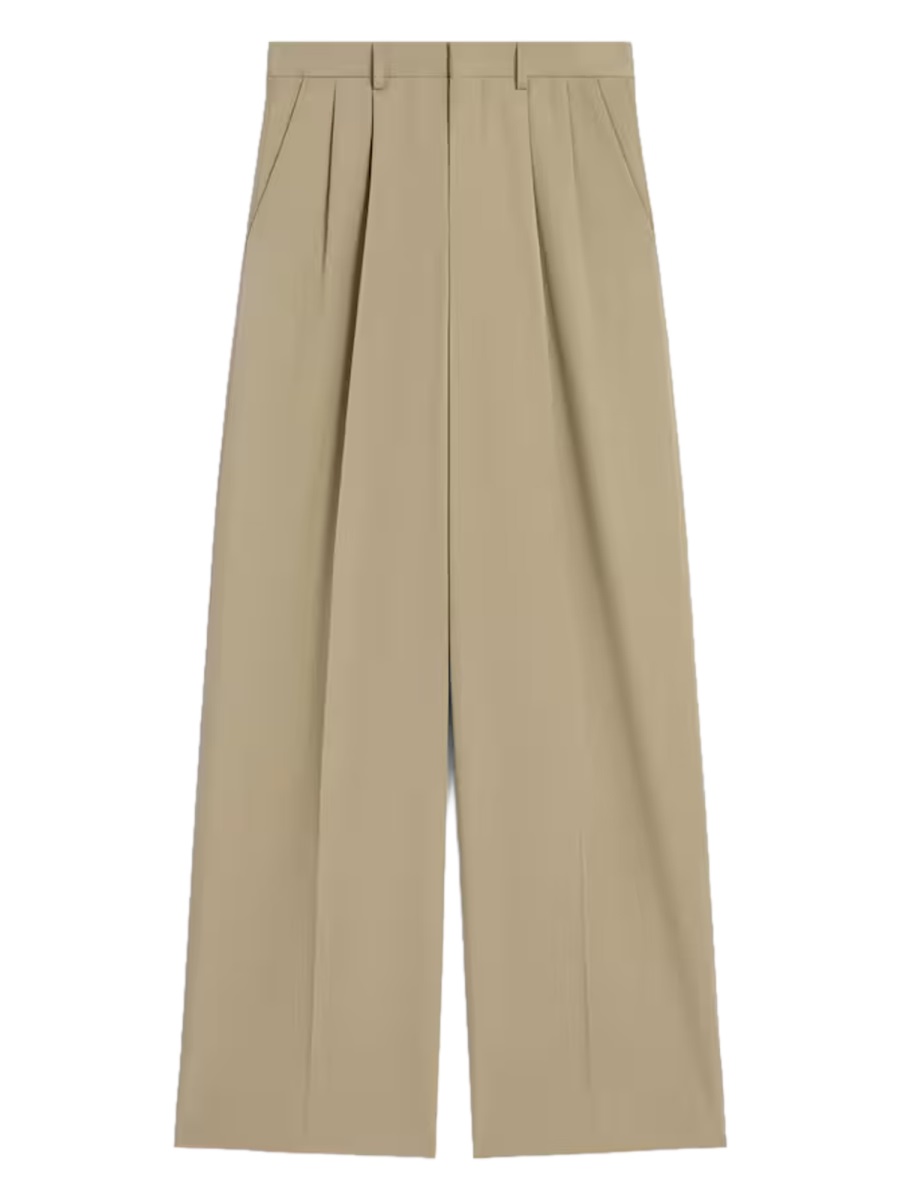 Celine Cream Cotton-Wool Straight-Leg Pants Roze
