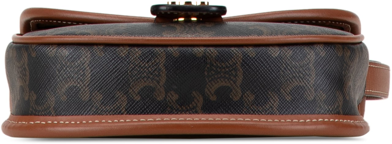 Celine Mini Triomphe Coated Canvas Besace Crossbody Bruin