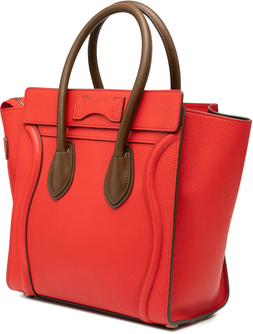 Celine Micro Bicolor Calfskin Luggage Tote Rood